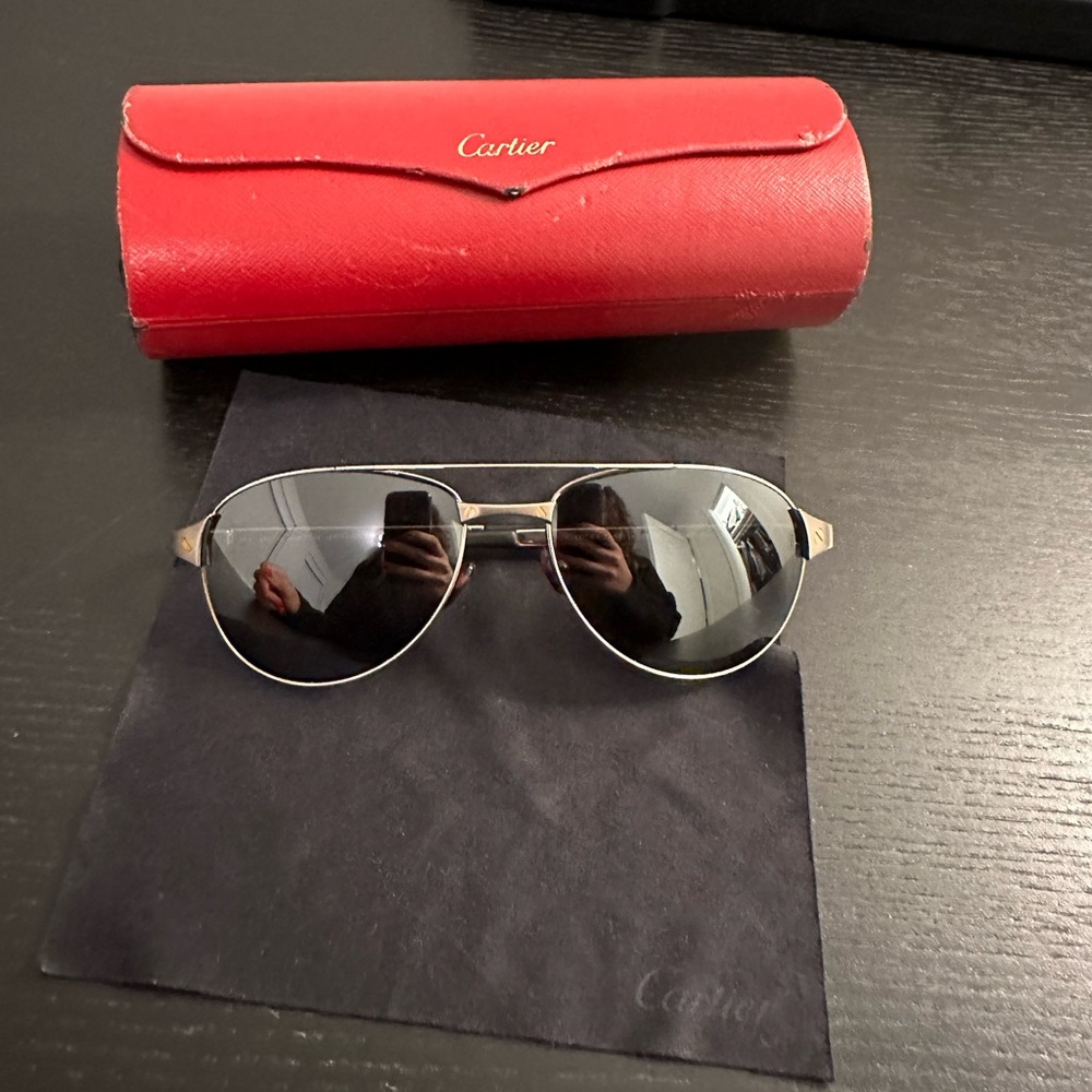 CARTIER Santos-Dumont Aviator Sunglasses 130
